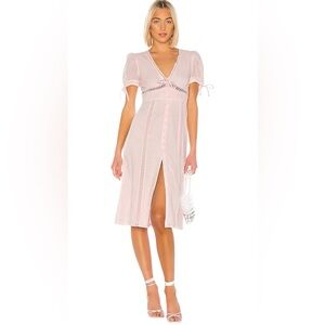 MAJORELLE Kyra Midi Dress in baby pink size small